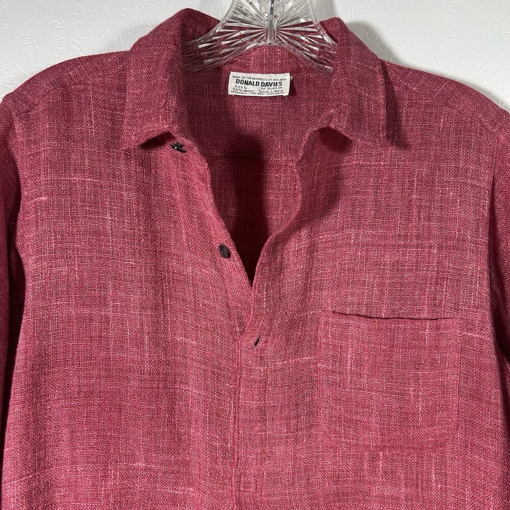 VTG Donald Davis Ireland Wool Linen Midi Tunic Shirt Dress Sz S Salmon Lagenlook - Picture 3 of 10